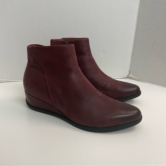 Dansko Boots Ankle Wedge Serenity Leather Waterproof Comfort Wine Burgundy - Picture 1 of 12